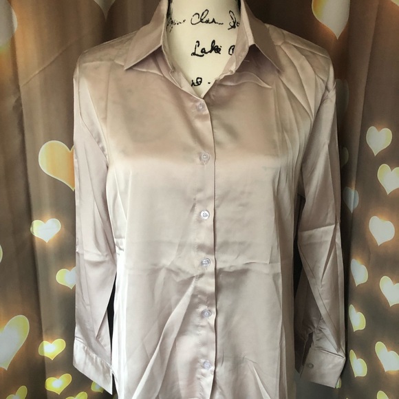 Apricot blouse shirt button long sleeve apricot long sleeve - Picture 5 of 5